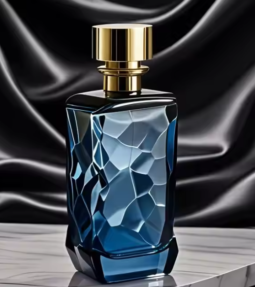 Blue Ribbed Perfume Bottle