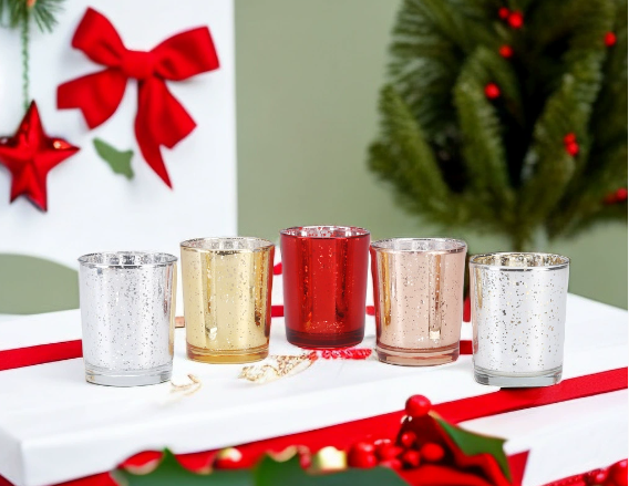 Christmas Electroplated Glass Candle Holder